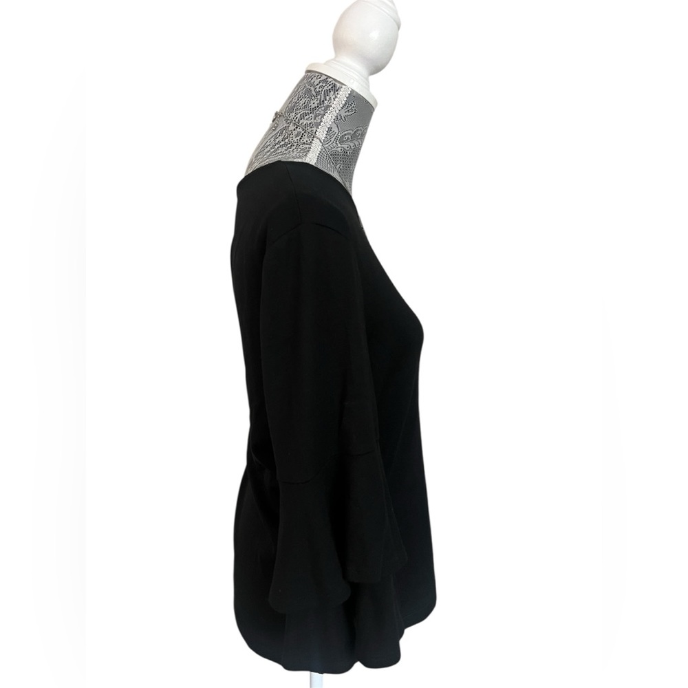 UNWORN W5 Women’s Double Flare Bell 3/4 Sleeve Shirt Top Black Large - Picture 2 of 7